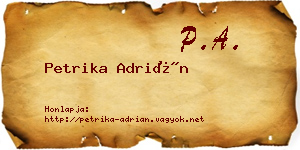 Petrika Adrián névjegykártya